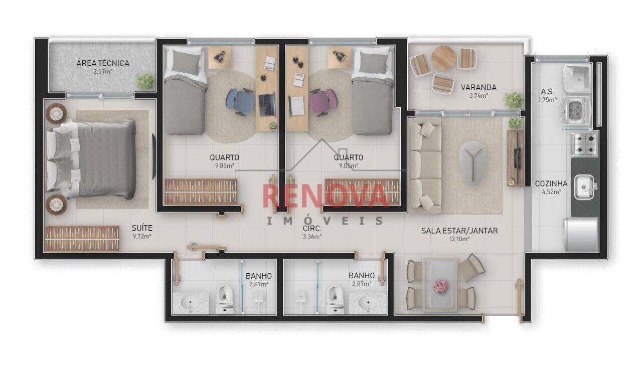 Apartamento, 2 quartos, 6200 m² - Foto 5