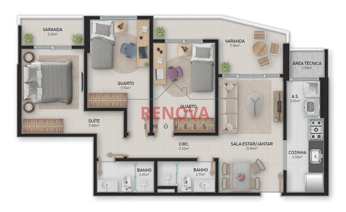 Apartamento, 2 quartos, 6200 m² - Foto 6